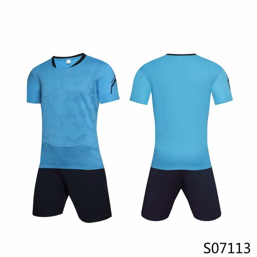 S0107113 Blue Soccer Training Jersey and Shorts with any custom team logo