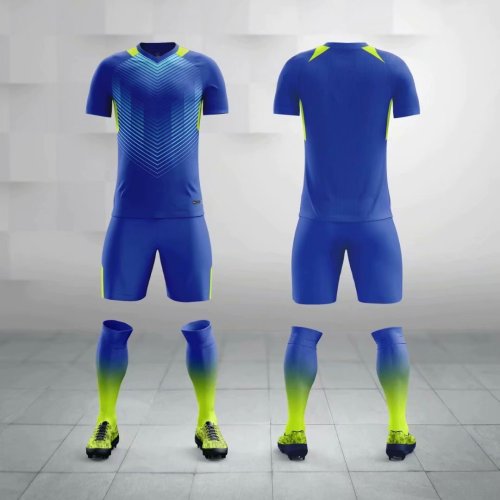 M8606 Color Blue Tracking Suit Adult Uniform Soccer Jersey Shorts