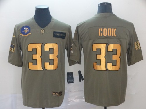 Minnesota Vikings 33 Dalvin Cook 2019 Olive Gold Salute To Service Limited Jersey