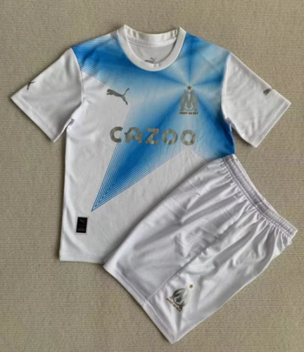 Youth Uniform Kids Kit 2023-2024 Marseilles Souvenir Edition Soccer Jersey Shorts