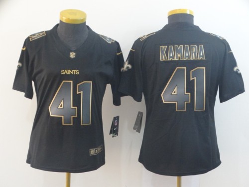 New Orleans Saints 41 Alvin Kamara Black Gold Women Vapor Untouchable Limited Jersey