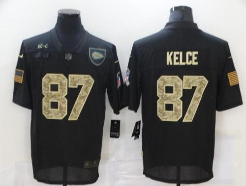 Kansas City Chiefs 87 KELCE Black Camo 2020 Salute To Service Limited Jersey