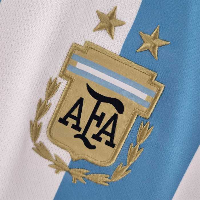 New font MESSI Argentina 2022 Home Soccer Jersey