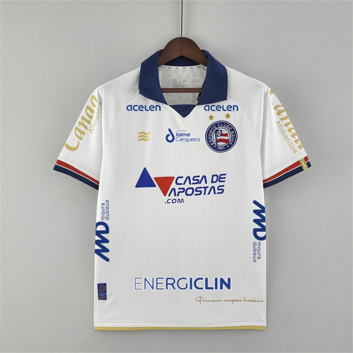 with All Sponor Logos Fans Version 2022-2023 Esporte Clube Bahia 10 Home Soccer Jersey