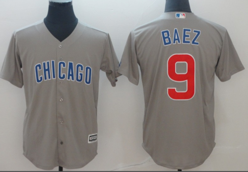 2019 Chicago Cubs # 9 BAEZ Grey  MLB Jersey