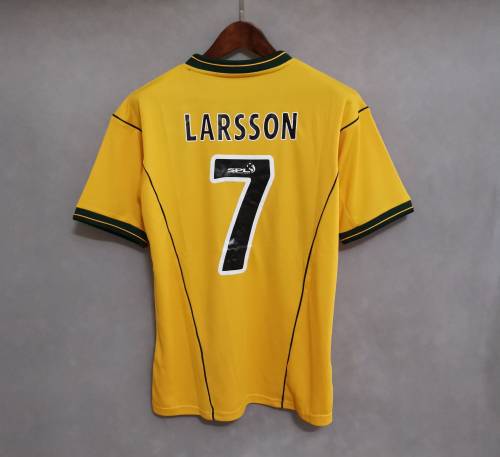 Retro Jersey 2001-2003 Celtic LARSSON 7 Away Yellow Vintage Soccer Jersey