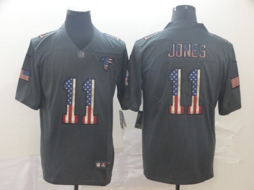Atlanta Falcons 11 JONES 2019 Black Salute To Service USA Flag Fashion Limited Jersey