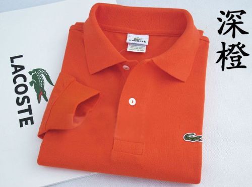 Dark Orange Long Sleeve La-coste Polo for Men and Women Style