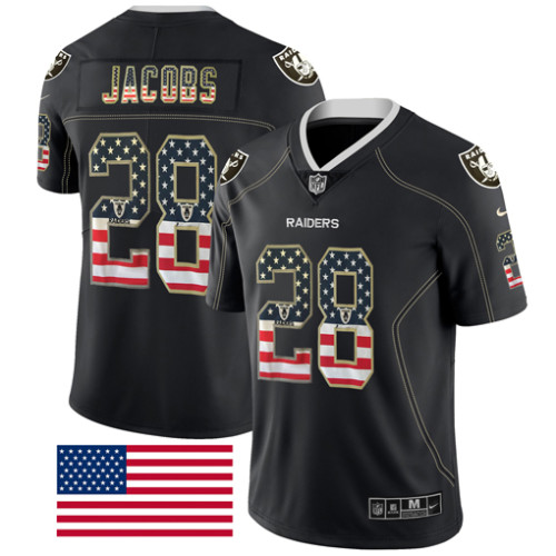 Oakland Raiders #28 JACOBS Black NFL Jersey Colorful Lettering