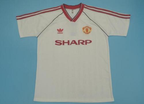 Retro Jersey Manchester United 1988-1990 Away White Soccer Jersey Vintage Football Shirt