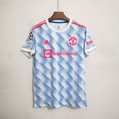 with UCL Patch Fans Version 2021-2022 Manchester United Away Soccer Jersey