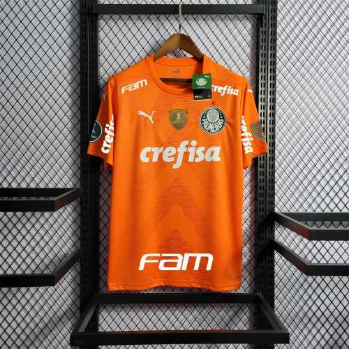 with All Patches+All Sponor Logos Fans Version 2022-2023 Palmeiras Goalkeeper Orange Soccer Jersey