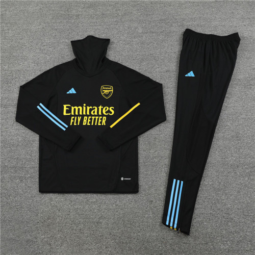 2023-2024 Arsenal Black Soccer Training Hoodie and Pants