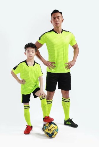 D8810 Green Youth Set Adult Uniform Blank Soccer Training Jersey Shorts