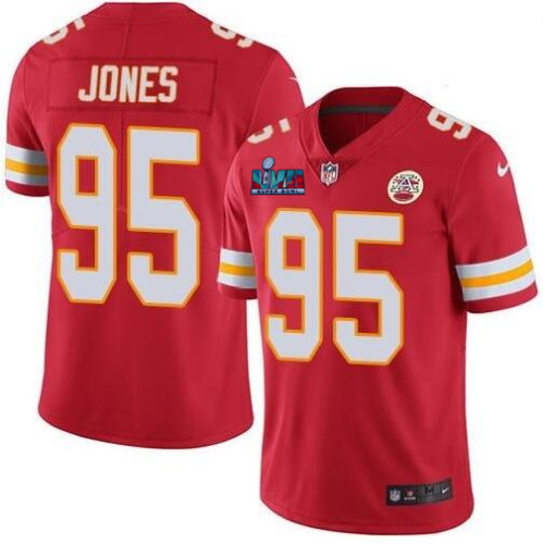 Chiefs 95 Chris Jones Red 2023 Super Bowl LVII Vapor Limited Jersey