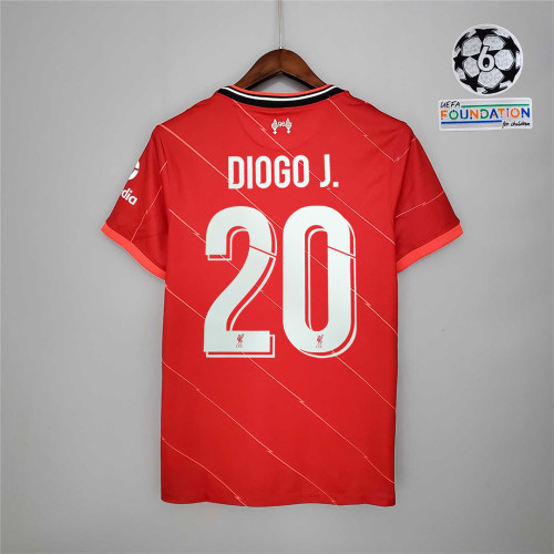 with UCL Patch Fans Version 2021-2022 Liverpool DIOJO J. 20 Home Soccer Jersey