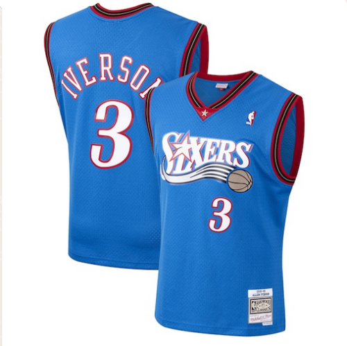 Mitchell&ness Philadelphia 76ers 3 IVERSON Blue NBA Shirt