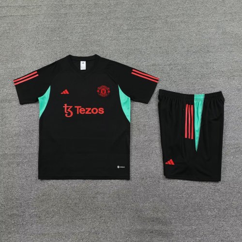 Adult Uniform 2023-2024 Manchester United Black Soccer Training Jersey Shorts