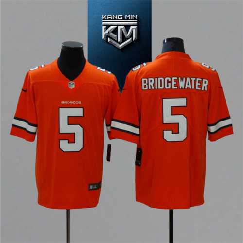 2021 Broncos 5 BRIDGEWATER Orange NFL Jersey S-XXL White Font