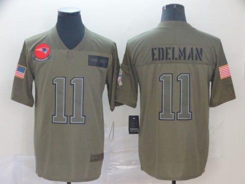 New England Patriots 11 Julian Edelman 2019 Olive Salute To Service Limited Jersey