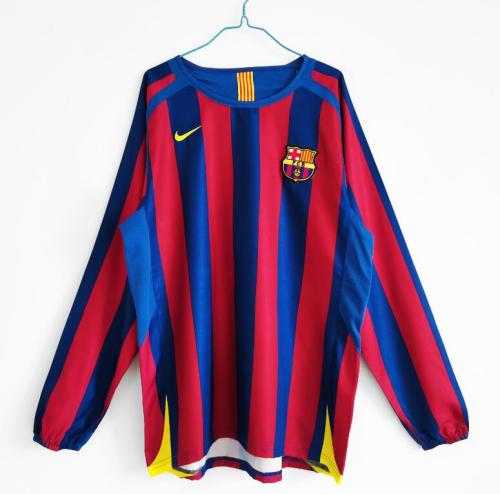 Retro Jersey long sleeves 2005-2006 Barcelona Home Blue/Red Soccer Jersey
