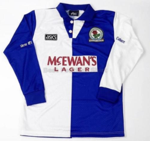Retro Jersey Long Sleeve 1994-1995 Blackburn Rovers Home Soccer Jersey Vintage Football Shirt