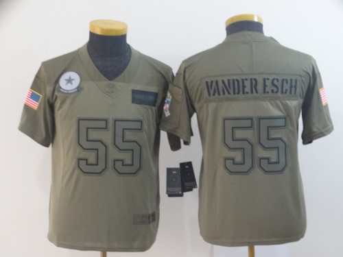Dallas Cowboys 55 Leighton Vander Esch 2019 Olive Youth Salute To Service Limited Jersey