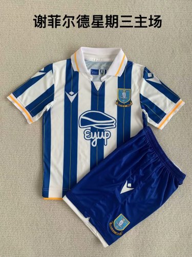 Youth Uniform/Kids Kit 2023-2024 Sheffield Wednesday Home Soccer Jersey Shorts