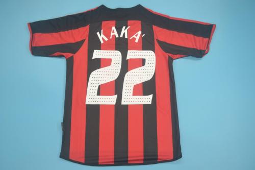 Retro Jersey 2003-2004 Ac Milan 22 KAKA' Home Soccer Jersey