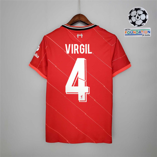 with UCL Patch Fans Version 2021-2022 Liverpool VIRGIL 4 Home Soccer Jersey