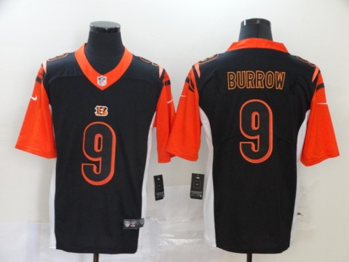 Cincinnati Bengals 9 Joe Burrow Black Orange NFL Jersey