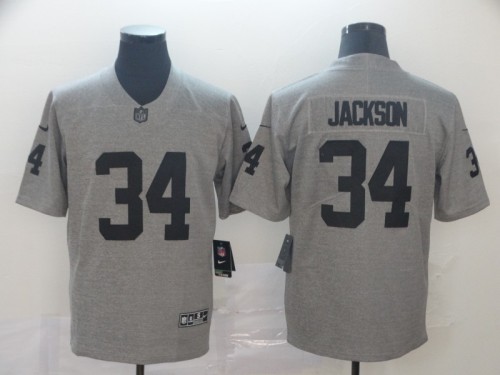 Oakland Raiders 34 JACKSON Grey Black NFL Jersey