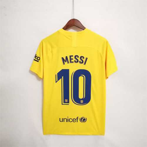 Retro Jersey 2019-2020 Barcelona 10 MESSI 4th Away Yellow Soccer Jersey