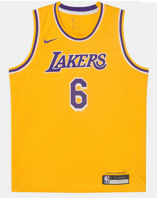 Los Angeles Lakers 6 JAMES Yellow NBA Jersey Basketball Jersey
