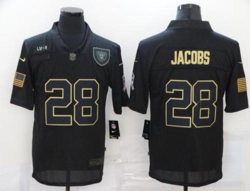 Raiders 28 Josh Jacobs Black 2020 Salute To Service Limited Jersey