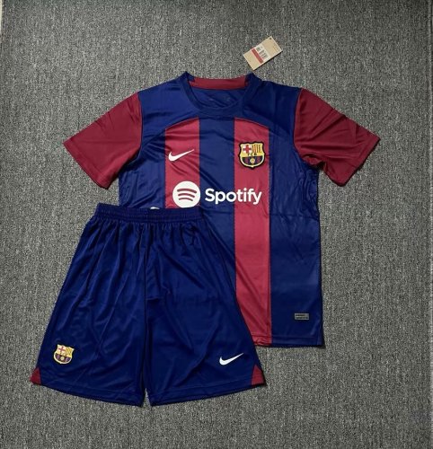 Adult Uniform 2023-2024 Barcelona Home Soccer Jersey Shorts Barca Football Kit