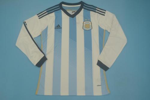 Retro Jersey 2014 Argentina Home Long Sleeve Soccer Jersey