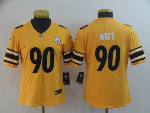 Pittsburgh Steelers 90 T.J. Watt Gold Women Inverted Legend Limited Jersey