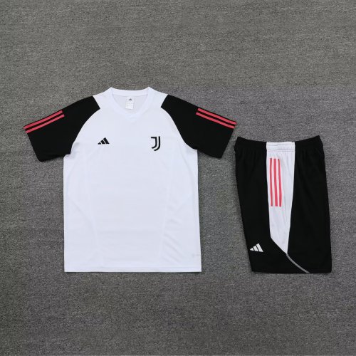 Adult Uniform 2023-2024 Juventus White Soccer Training Jersey and Shorts