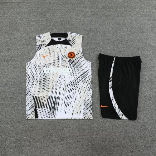 Adult Uniform 2023-2024 Chelsea White Camo Soccer Training Vest Shorts