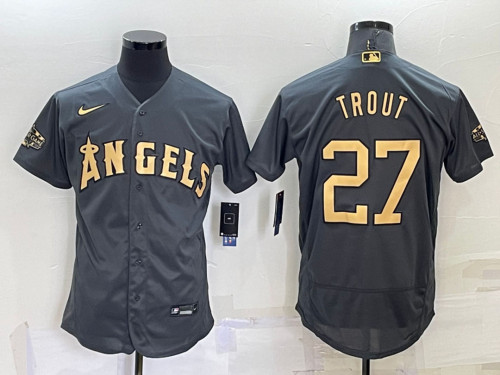 Angels 27 Mike Trout Charcoal  2022 MLB All-Star Flexbase Jerseys
