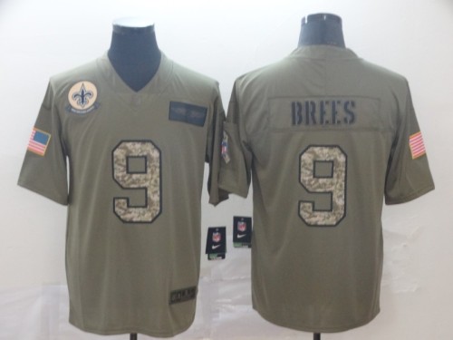 New Orleans Saints 9 Drew Brees Olive Camo Salute To Service Limited Jersey
