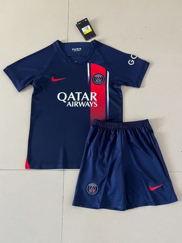 Youth Uniform 2023-2024 PSG Home Soccer Jersey Shorts