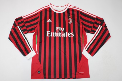 Long Sleeve Retro AC Maillot 2011-2012 AC Milan Home Soccer Jersey