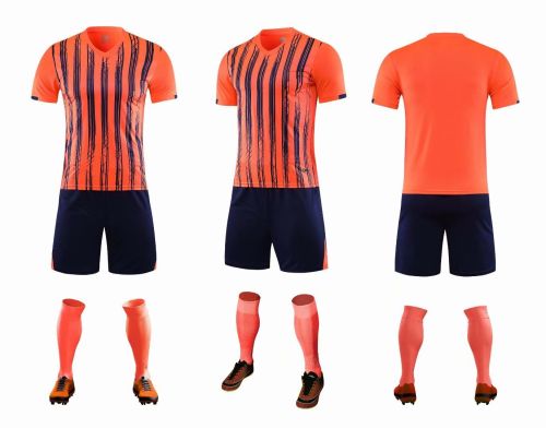 XBJ-DANING-8109  Orange Plate Suit Adult Uniform Youth Kids Set Jersey and Shorts