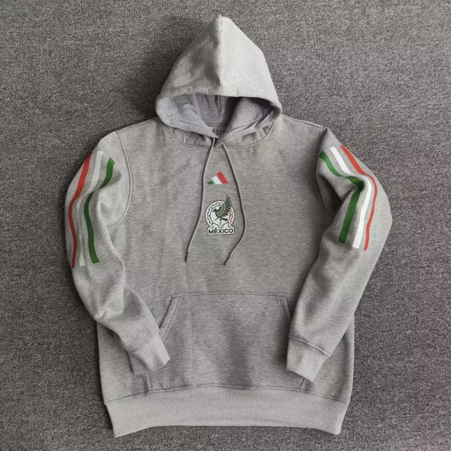 2022 Mexico Grey Soccer Hoodie Cotton Sweater