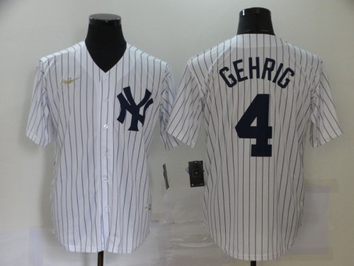 New York Yankees 4 GEHRIG Retro White Cool Base Jersey