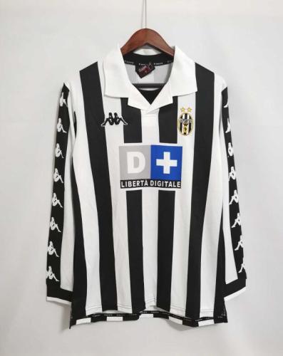 Long Sleeve Retro Jersey 1999-2000 Juventus Home Black/White Soccer Jersey Vintage Football Shirt