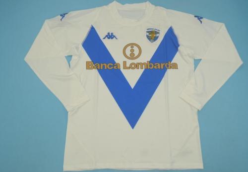 Long Sleeve Retro Jersey 2003-2004 Brescia Calcio Away White Soccer Jersey