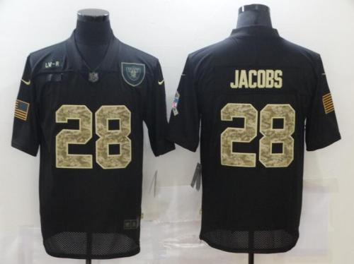 Oakland Raiders 28 JACOBS Black Camo 2020 Salute To Service Limited Jersey